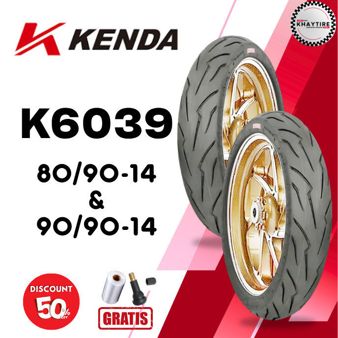 SEPASANG Ban Motor KENDA K6039 80/90 & 90/90 RING 14 Tubeless
