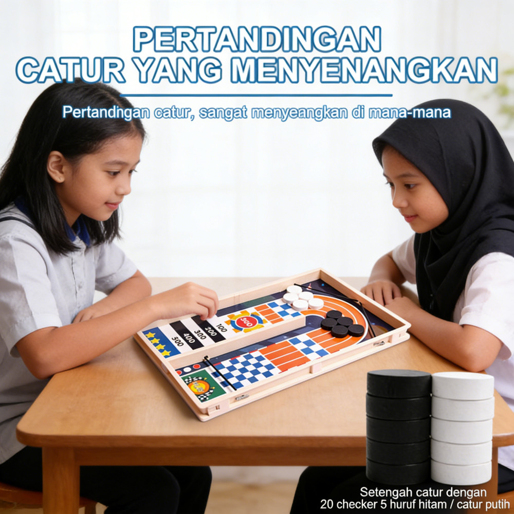 Anak Papan Bouncing Mainan Kayu Ice Hockey Game Catapult Catapult