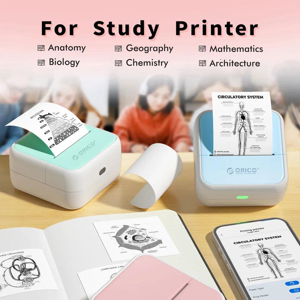 Mini Thermal Printer, Y Printer, Ink-Free, Suitable For Students, Office And Memory Preservation Por