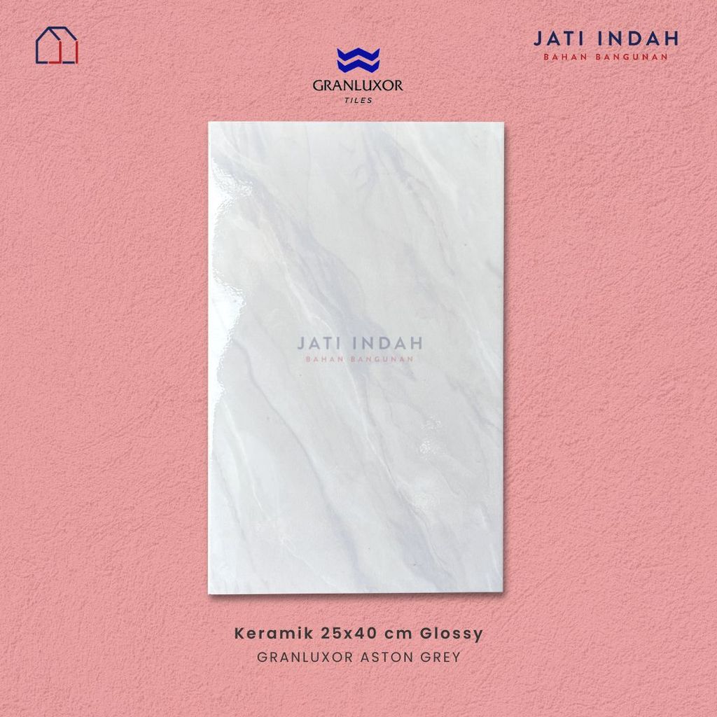 Keramik Dinding Subway Tile Glossy Embossed 25x40 cm GRANLUXOR ASTON GREY