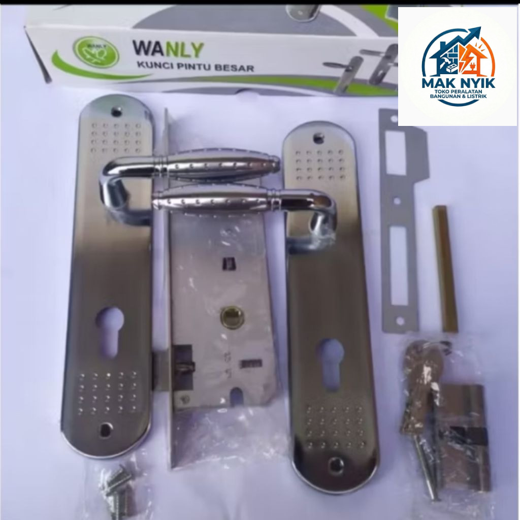 MAKNYIK STORE Kunci Pintu SLOT PINTU Besar Wanly / Kunci Rumah WANLY Bulat Silver