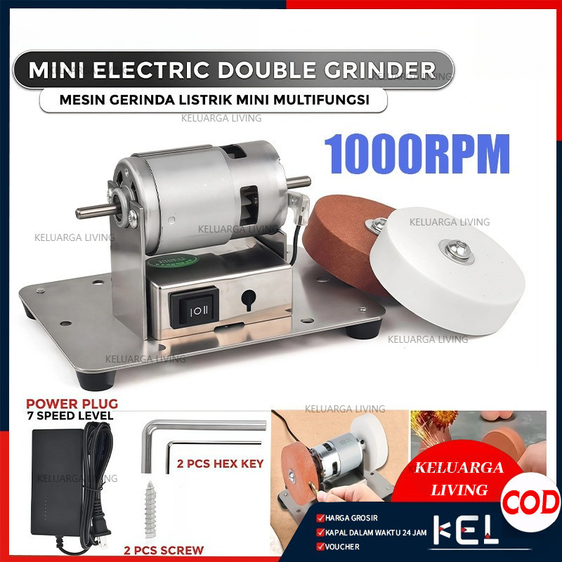 1000RPM Mini Mesin Gerinda Duduk Stand Holder Penggerindaan Kasar Dan Halus Dengan Mata Gurinda Pole