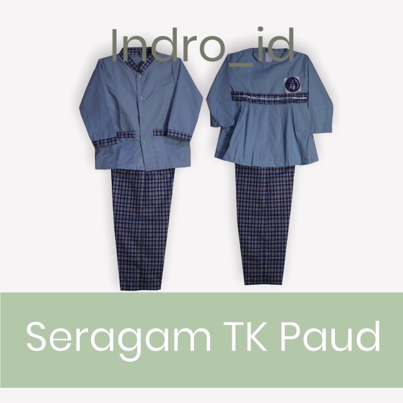 SERAGAM TK / PAUD BIRU KOTAK PANJANG