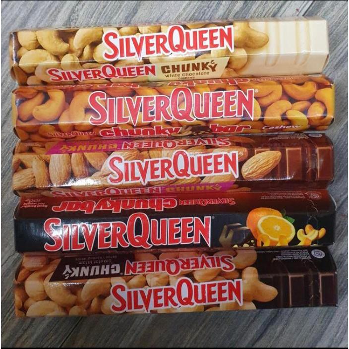SilverQueen Chunky Bar 85gr Mede Almond Coklat Putih Dark Choco Besar - Mede