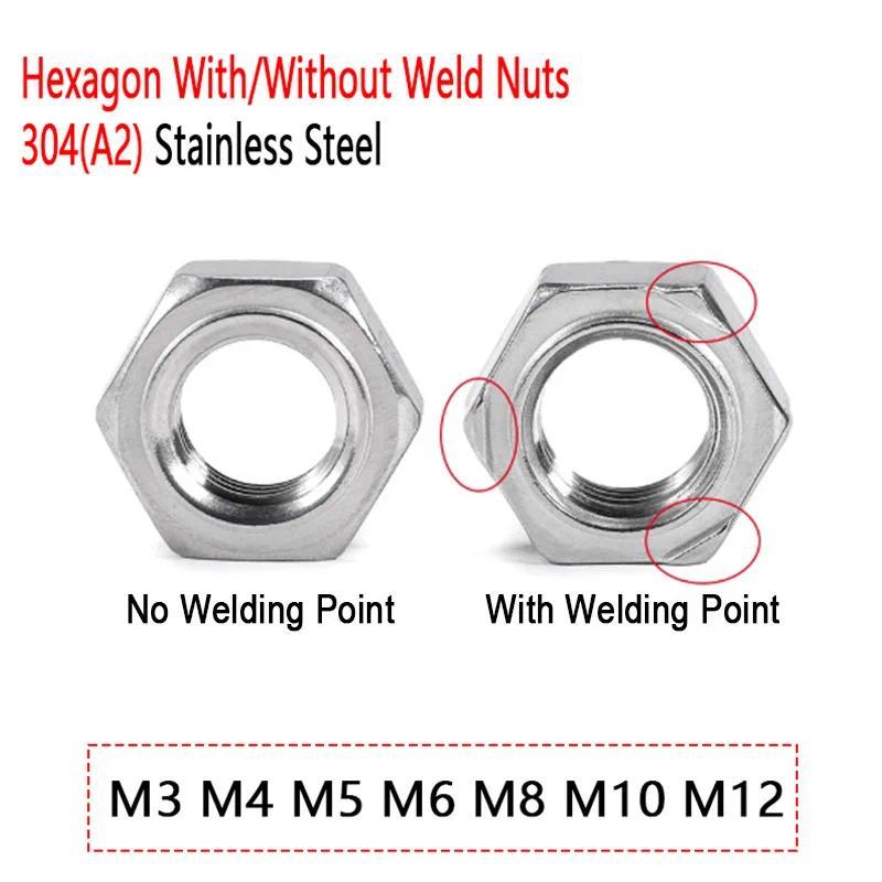 2/5/10/20pcs M4 M5 M6 M8 M10 M12 304 A2 Stainless Steel Hexagon Hex Stud Spot Weld Nut No Solder Poi