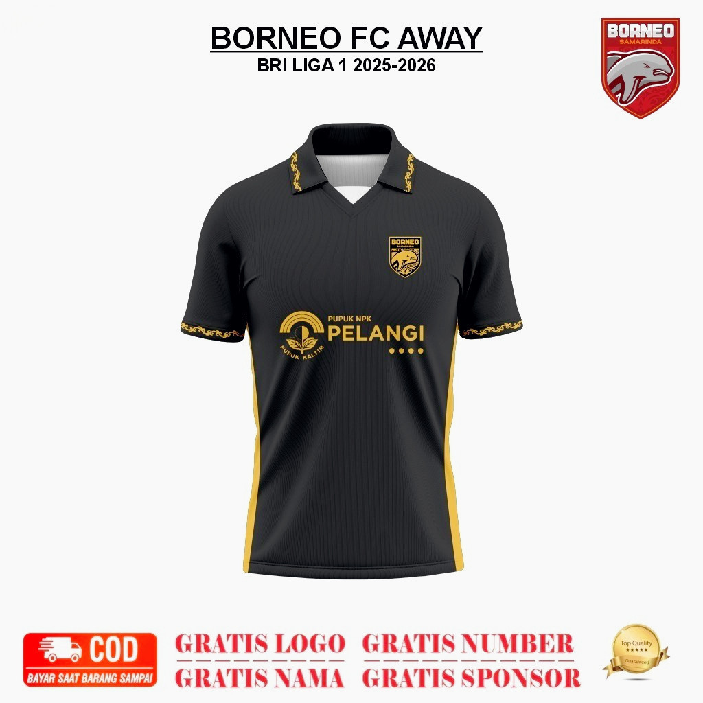 Baju Jersey Borneo FC Away 2025 2026 free custom nama nomor bahan dryfit milano halus tidak panas