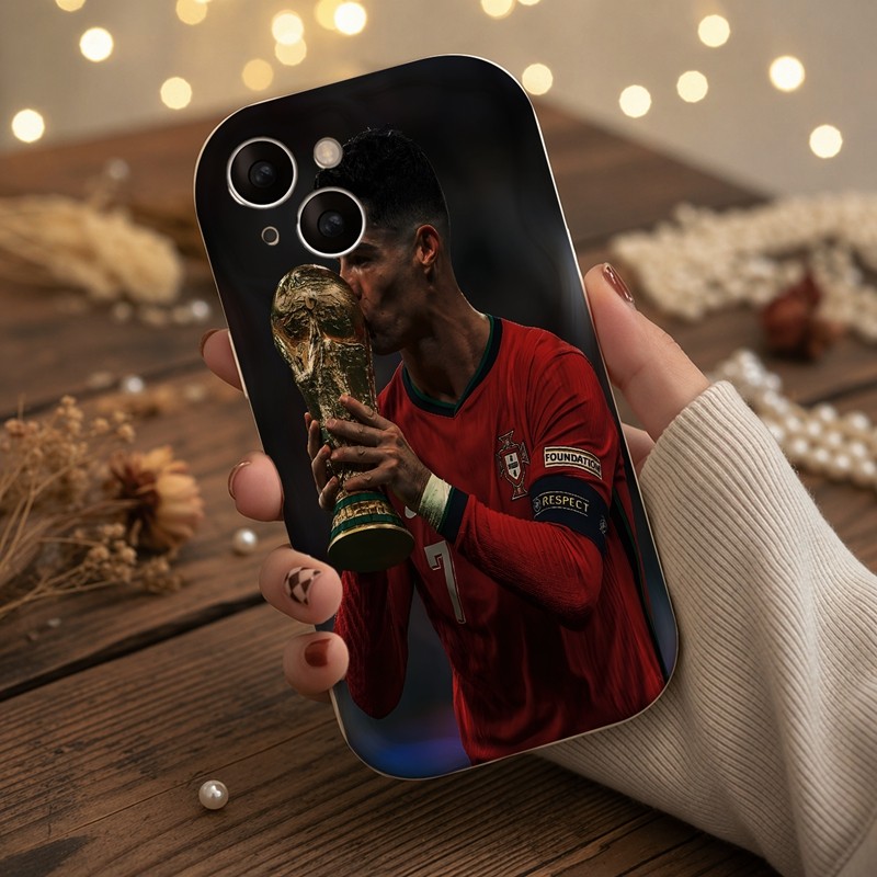 Casing iPhone Redmi Cristiano Ronaldo Mencium Piala Dunia Untuk iPhone 16 15 14 13 12 11 Mini Pro E 