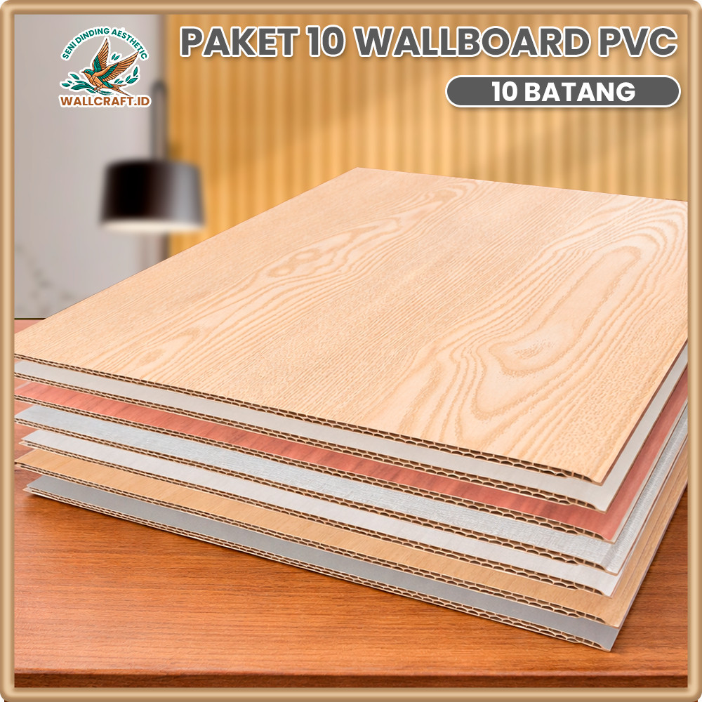 10PCS - Wallboard Dinding Pvc | Wallboard WPC | PVC Wallboard PVC 3 Meter 300cm X 40cm X 8mm Wallcra