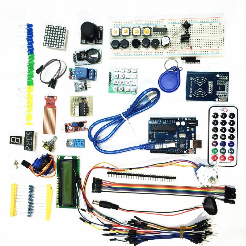 Paket Arduino UNO R3 Starter Kit Lengkap Belajar Robotik IOT Sensor RFID LCD Motor Stepper Komponen