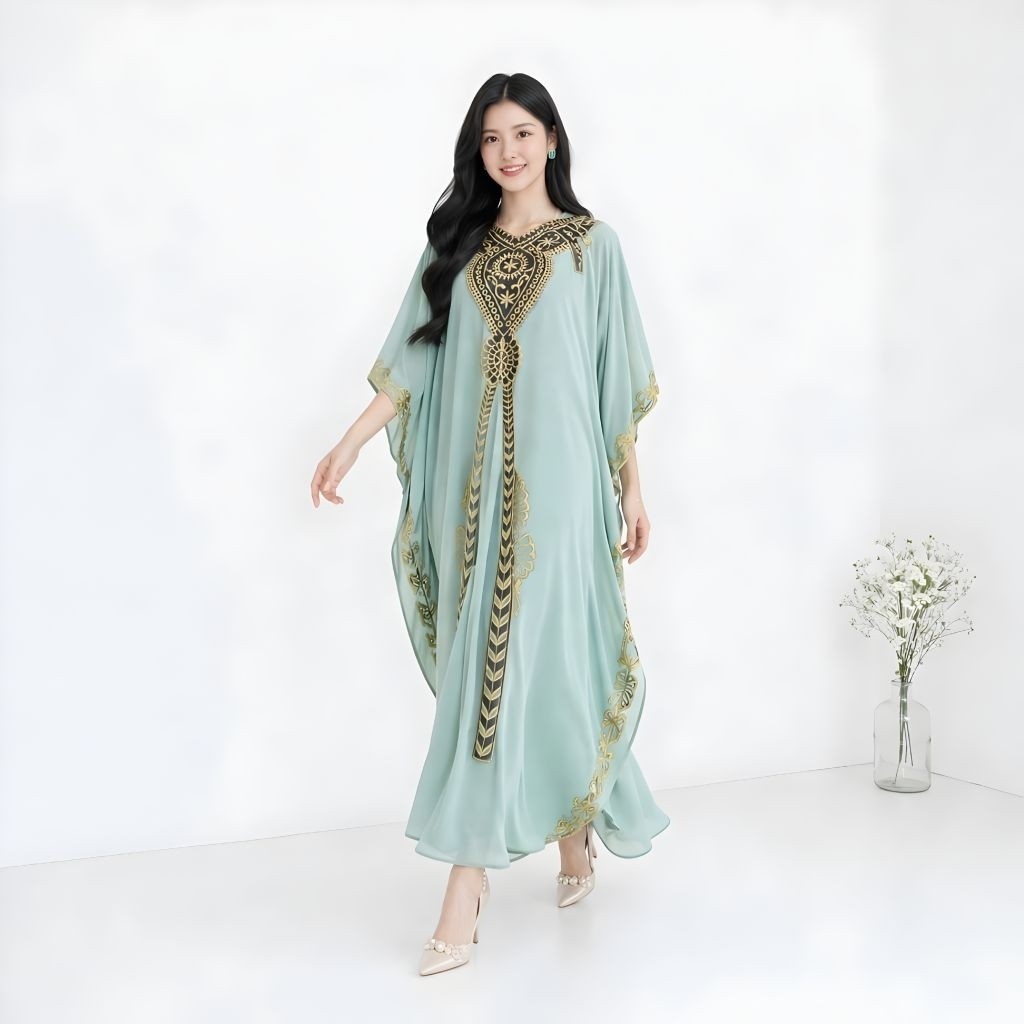 Kaftan Dewasa Elegant Aintrha Baju Syari Dewasa Bordir Manik-Manik Terbaru Kr