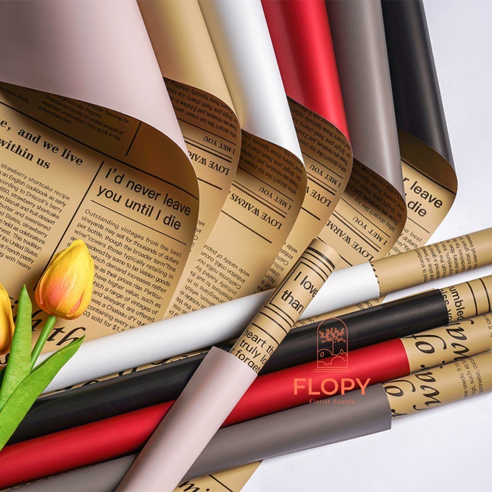 FLOPY [20 Lembar] Cellophane News Paper Bicolor / Wrapping Paper Buket Bunga Kertas Tissue - FWPA