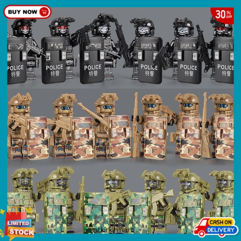 SKM 1Set Mainan Balok Military Minifigure Army Swat Team Mainan Militer Minifigure Viral RDM