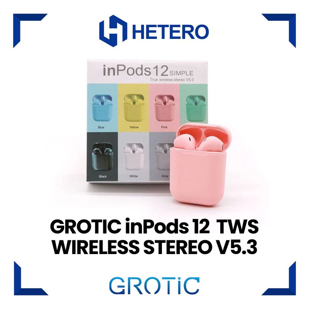 GROTIC inPods 12 Simple Wireless Stereo V5.3 Headset Bluetooth Earphone Earbud TWS Blind Box Groctic
