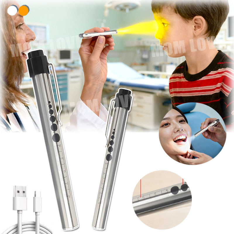 Senter Dokter Medis LED Penlight USB Senter Pupil Anak Senter Kecil Untuk Tenaga Medis Mata Telinga 