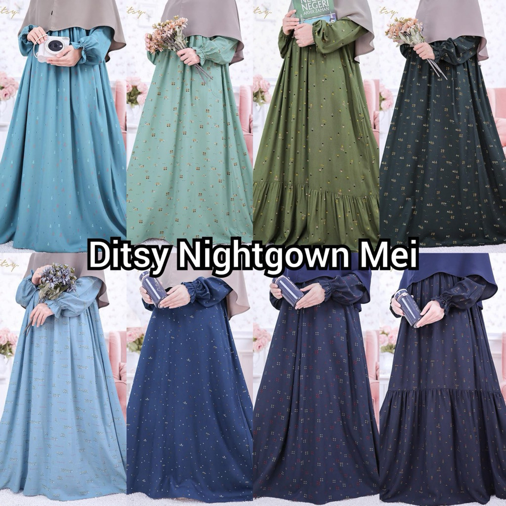 Promo  Ditsy Nightgown Mei XS S M L XL XXL XXXL JUMBO Masel Teal Masel Ink Black Siara Dark Blue Sia