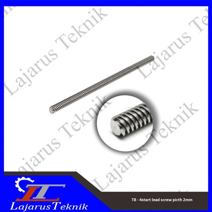 T8 lead screw / trapezoidal Pitch 2 mm Lead 8mm 4 star PER 10CM