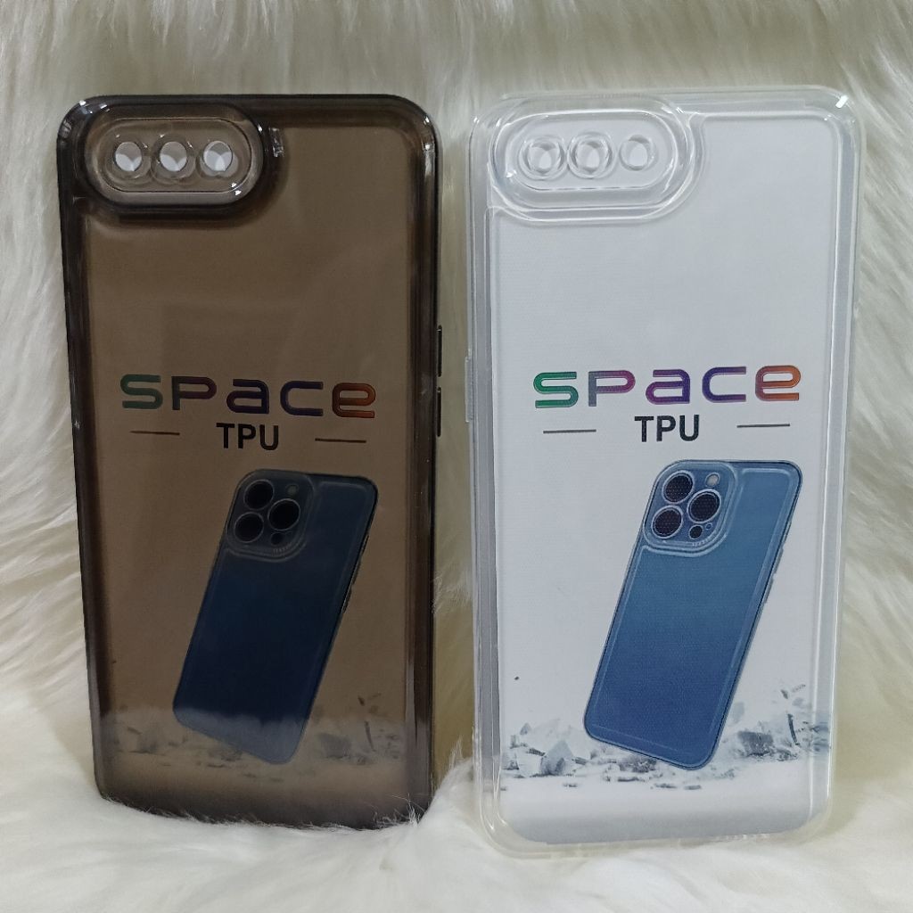 Softcase Casing Oppo A3S/C1 Silikon Bening Trasparan Pelindung Belakang HP+Camera Clear Hitam