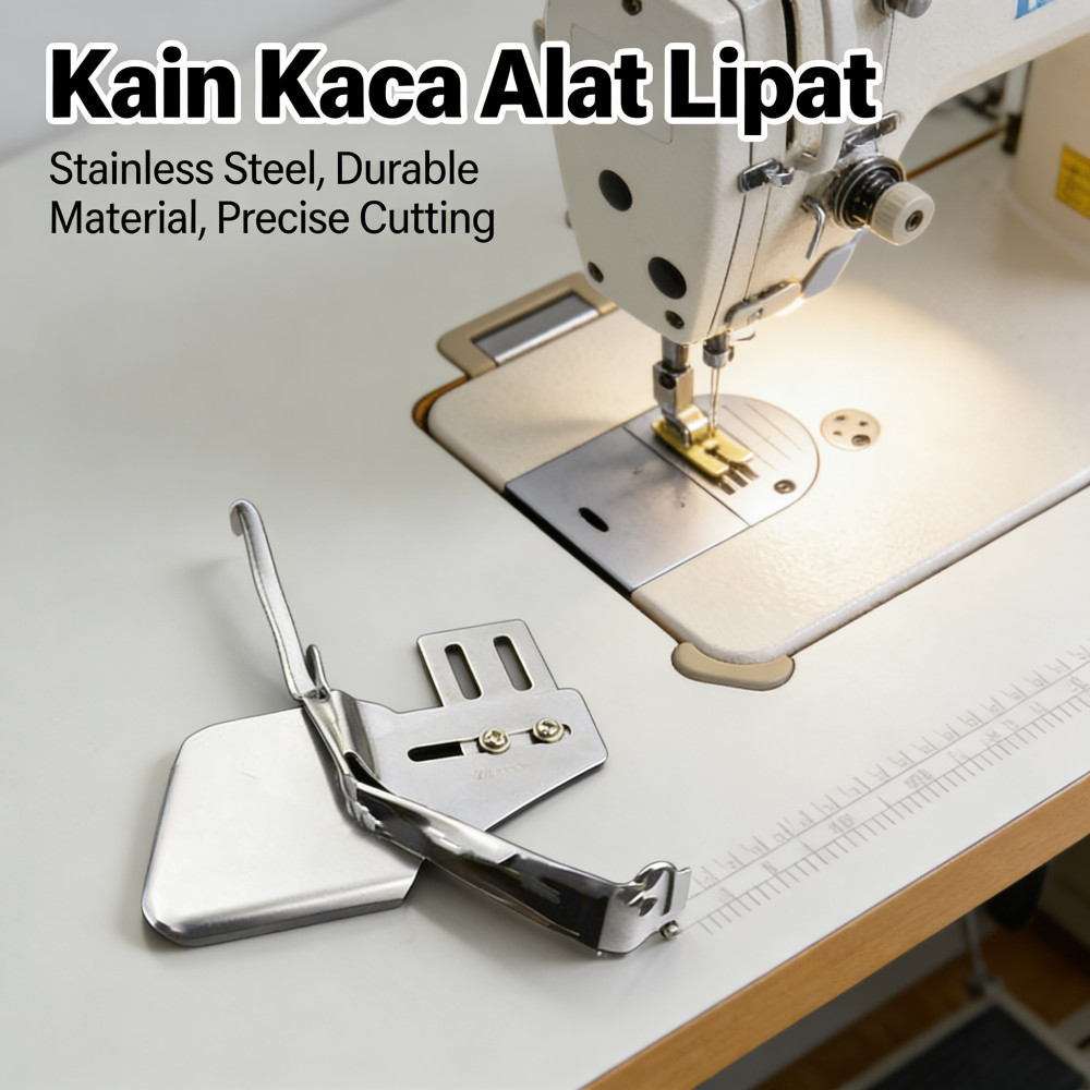 Bisban Kain Mesin Jahit Corong Kelim Pinggiran 30/32/34mm Lipat 4 Alat Steel Universal Jahit