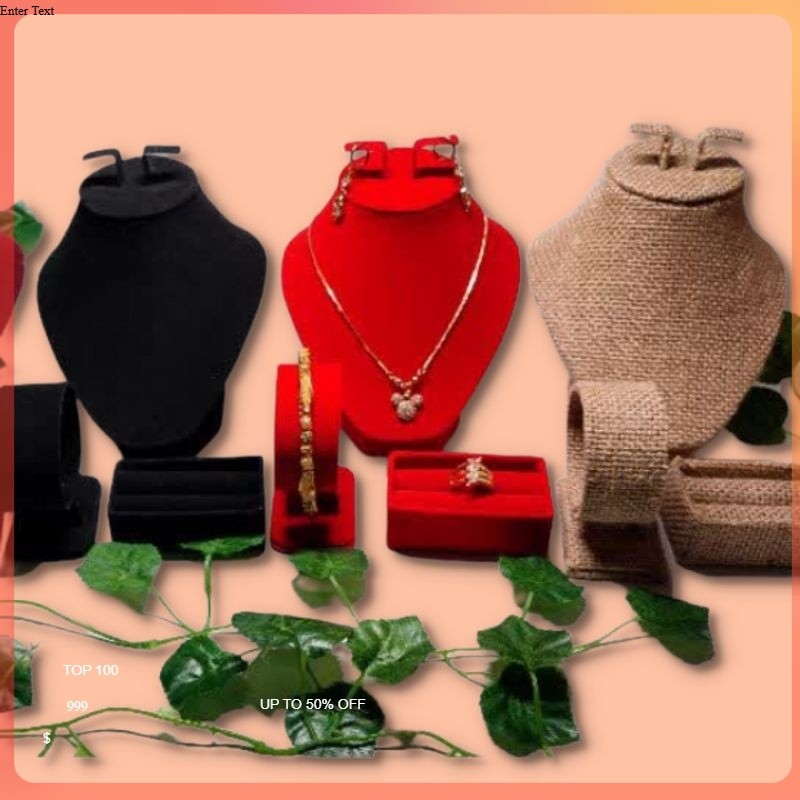 1set tempat perhiasan,untuk seserahan,manekin kalung,tempat gelang dan cincin lapis bludru dan goni 
