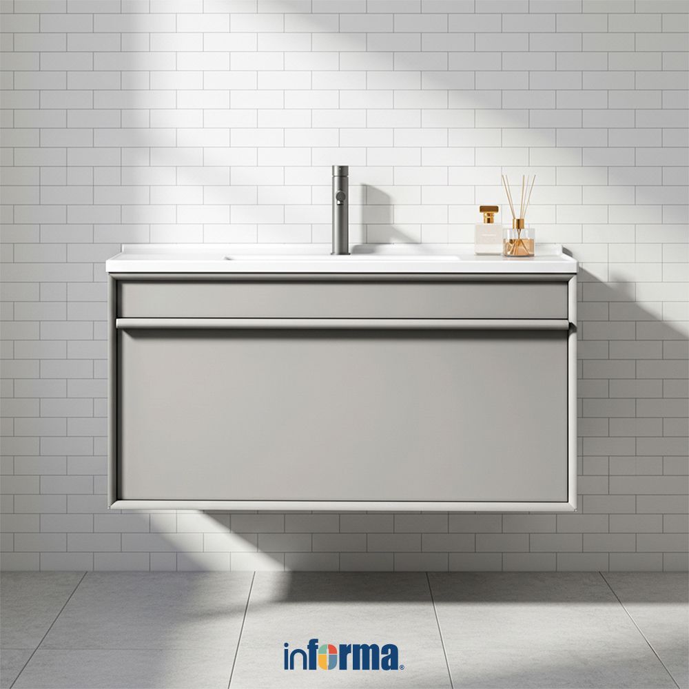 Informa Berlin Kabinet Kamar Mandi - Abu-Abu Lemari Toilet Kabinet Wastafel Rak Mandi Storage Kamar