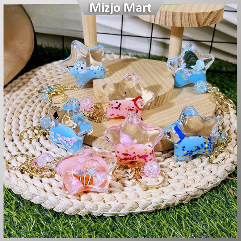 Gantungan Kunci Botol Pasir Cair Akrilik / Pohon Bunga Sakura - Dinosaurus Jurassic - Gantungan Kunc
