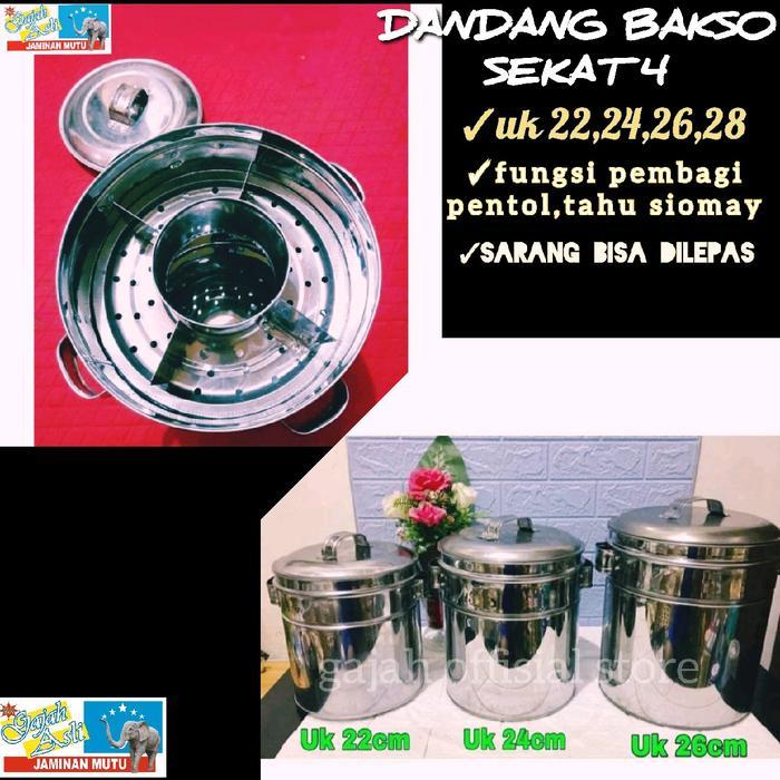 Dandang bakso stenlis sekatan 4 Kitchenware - 22cm, stenlis sekat 4