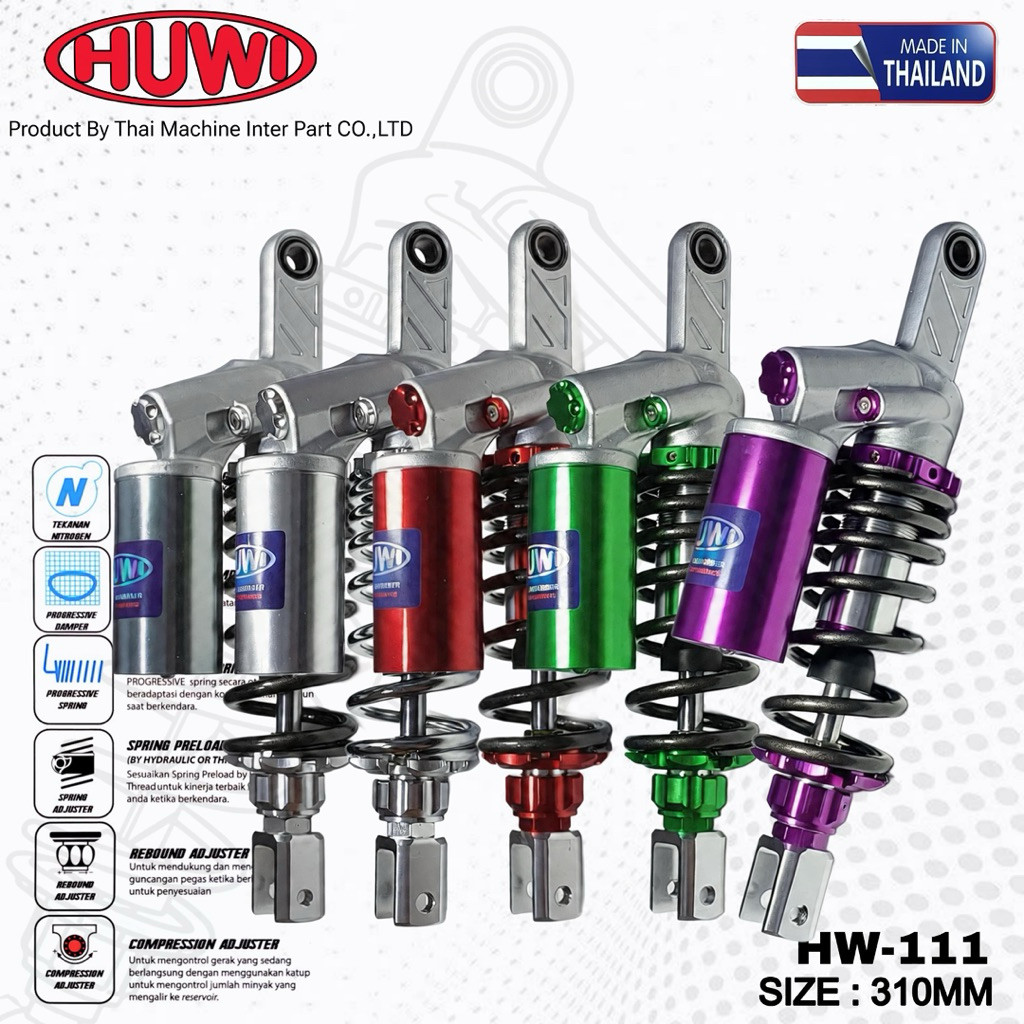 Shockbreaker Huwi Model VND Shock Single Tabung Atas Uk 310 & 330 Universal Vario Beat Scoopy Mio Xe