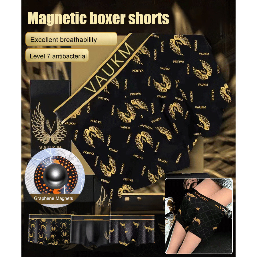 Celana Dalam Boxer Pria Mewah dengan Sensasi Hangat di Selangkangan, Bermotif, dan Magnetik. BOXER M