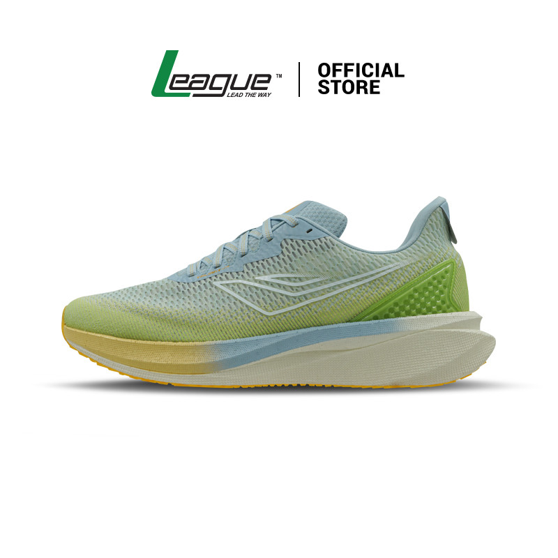 League Valiant Lite Blue/Yellow Sepatu Lari Wanita Breathable