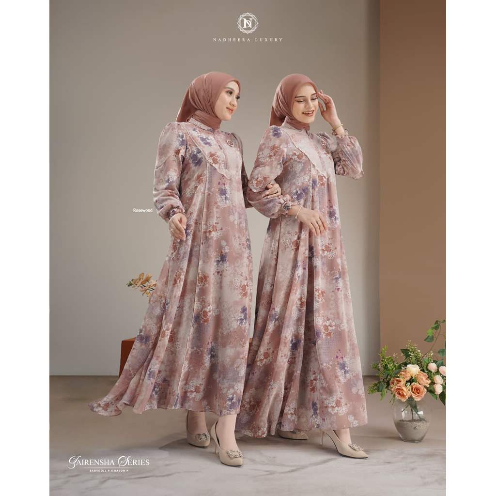 Zairensha dress dan midi dress by Nadheera Luxury (Gamis ceruty premium, gamis mewah)