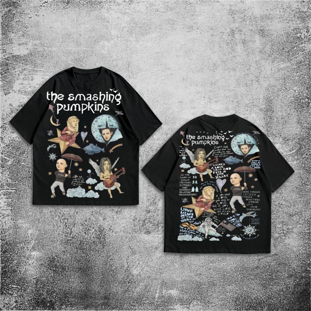 Baju Kaos P&B Oversize The Smashing Pumpkins - T Shirt The Smashing Pumkins Oversized Black 20s