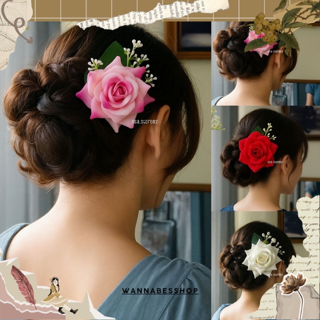Tusuk Konde Bunga Mawar/Tusuk Konde Rambut Sanggul (3) ASA
