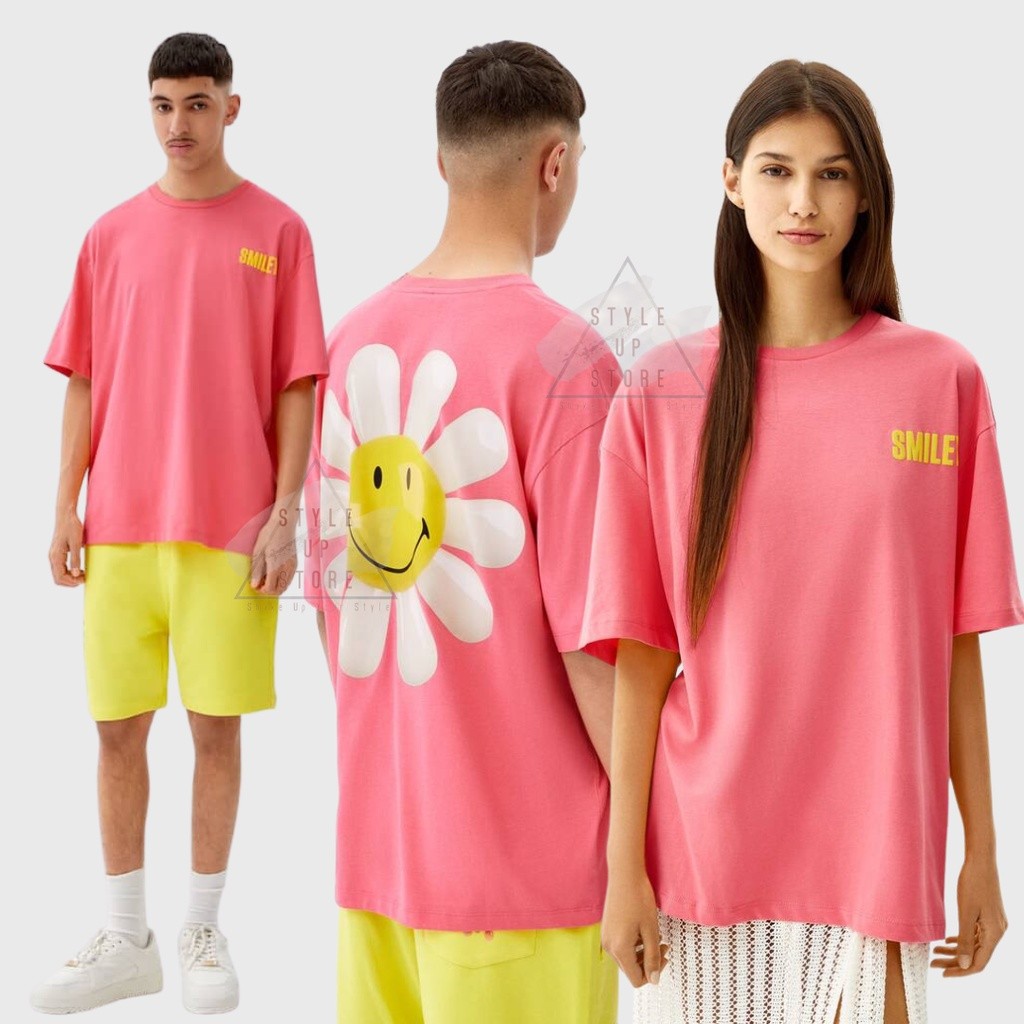 BERSHKA SMILEY UNISEX OVERSIZE TSHIRT