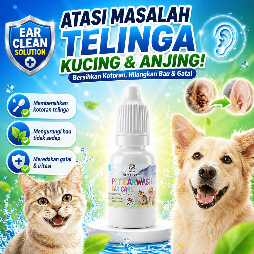 OBAT TETES TELINGA ANJING KUCING KELINCI RADANG TELINGA LUKA TELINGA EARMITES TELINGA BAU KUCING