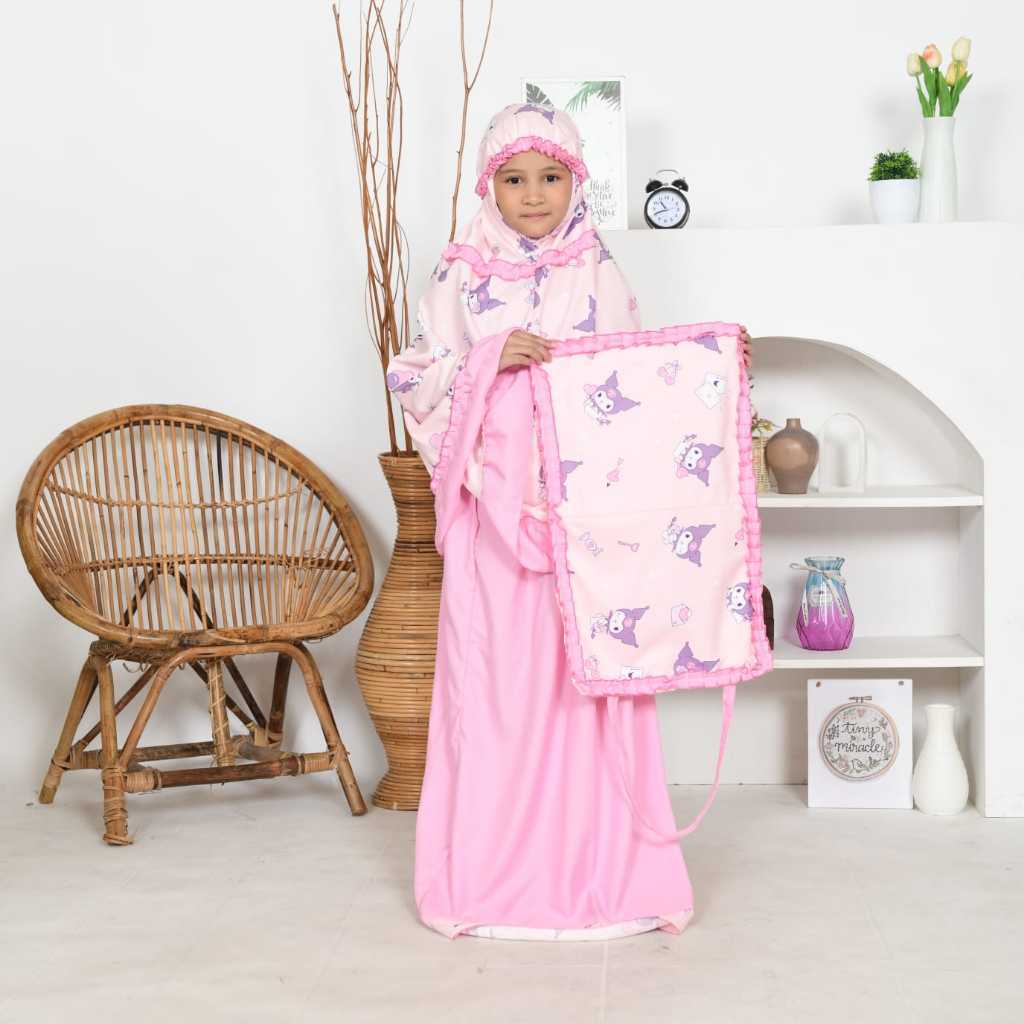 Mukena Anak Pink Kuromi Mukena Anak Kuromi Mukena Anak TAS SEJADAH Mukena Anak Motif Lucu Mukenah An