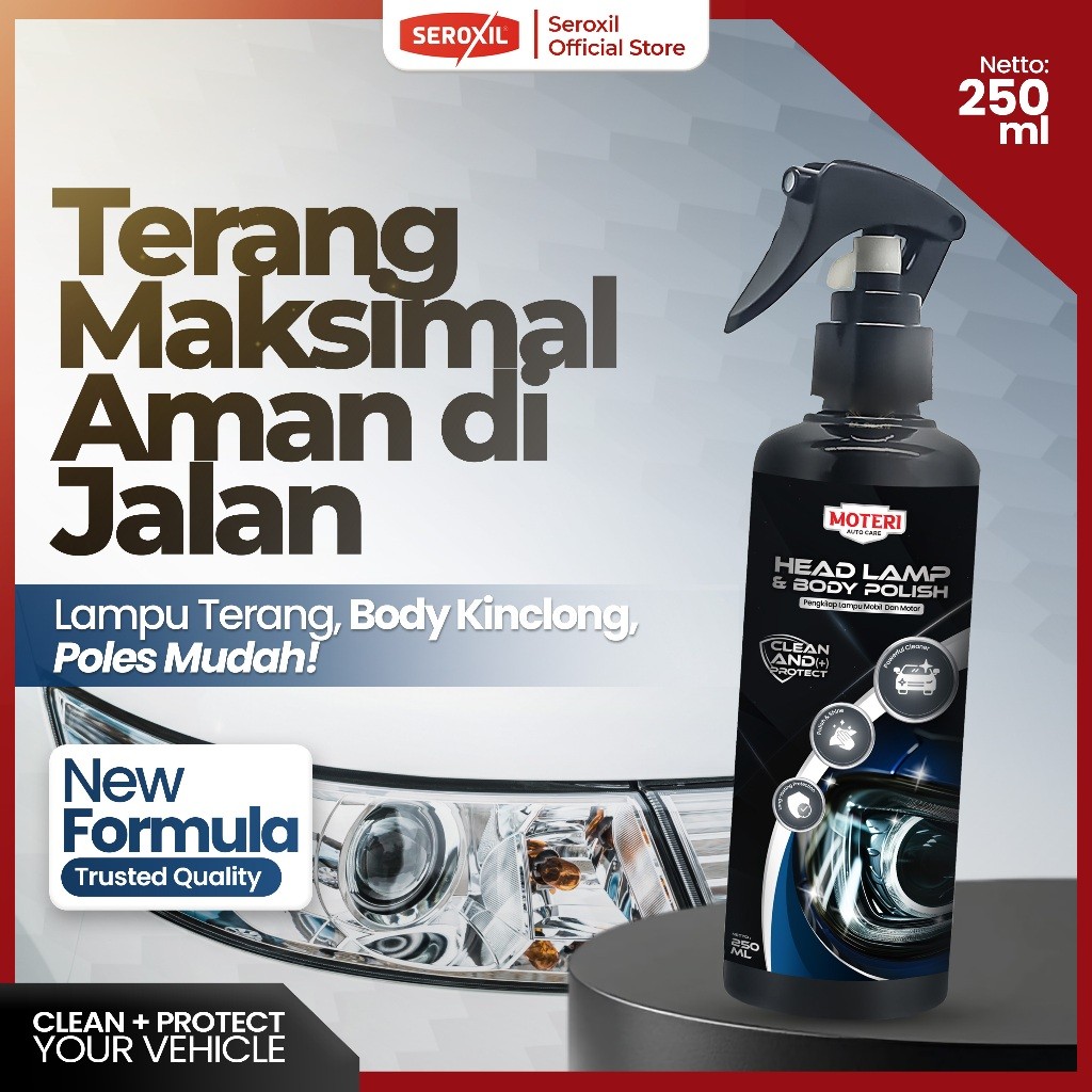 [ MW - Seroxil ] Seroxil Pengkilap Lampu Mobil dan Motor - MOTERI HEADLAMP and BODY POLISH 250ML