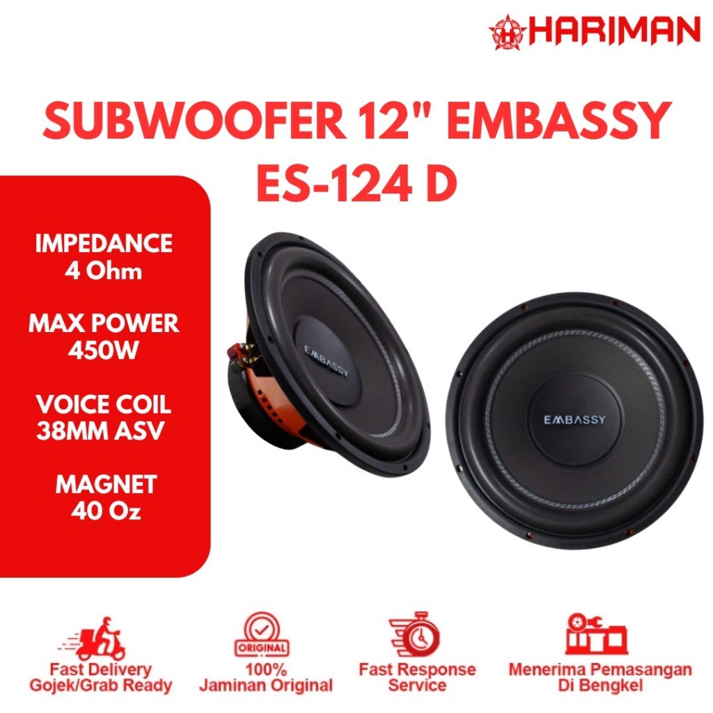 Subwoofer EMBASSY ES-124D Double Voice Coil 12 Inch
