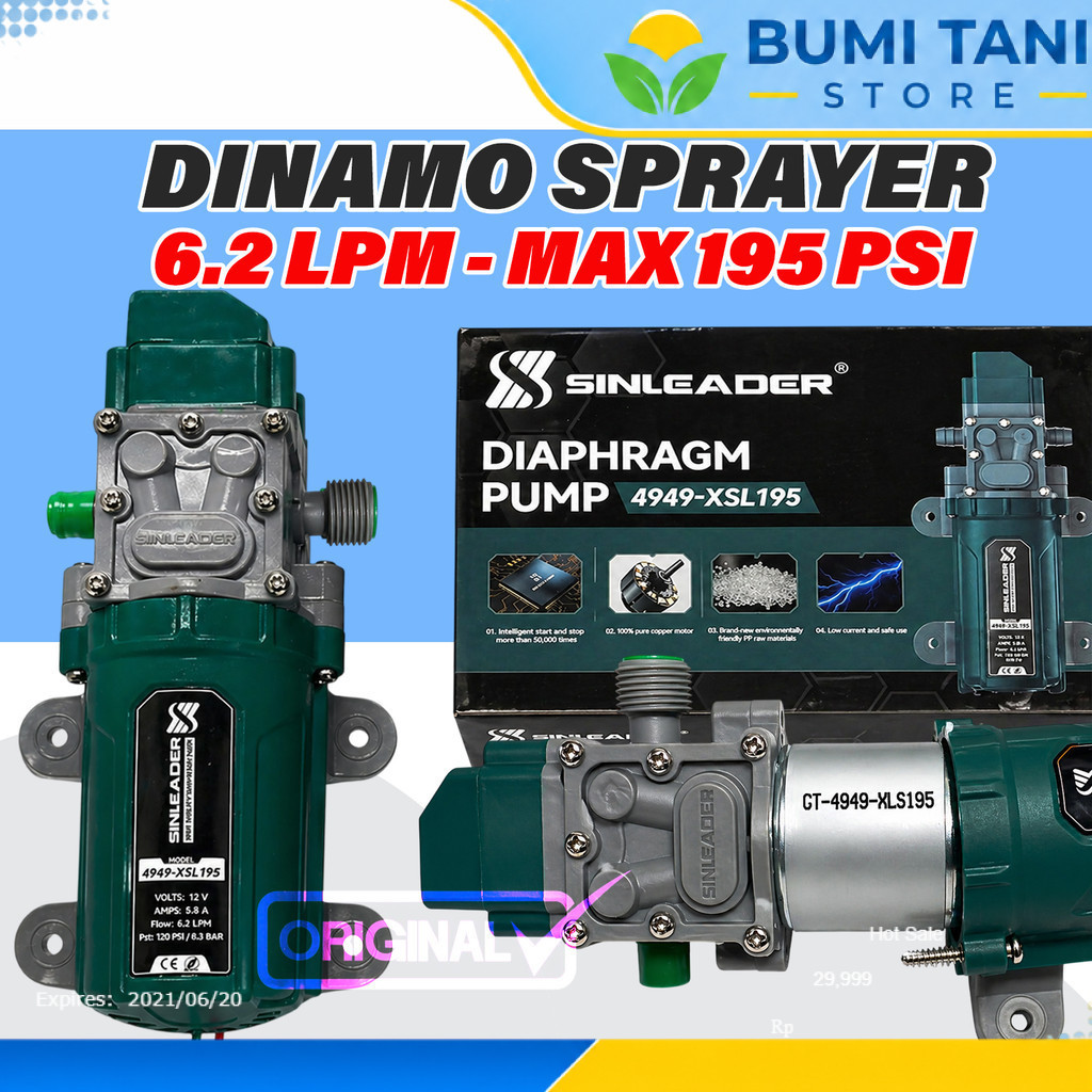 Dinamo Sprayer DC Premium Sinleader 195 psi 6.2 LPM Mesin Sprayer Tekanan Tinggi