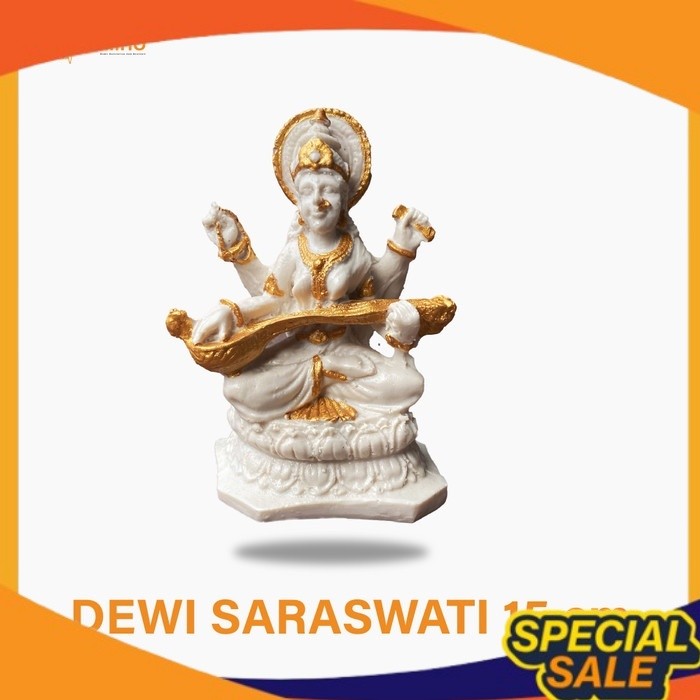 Patung Dewi Saraswati Resin - Patung Saraswati Fiber - Saraswati Statue - Patung Dewi Hindu - Patung