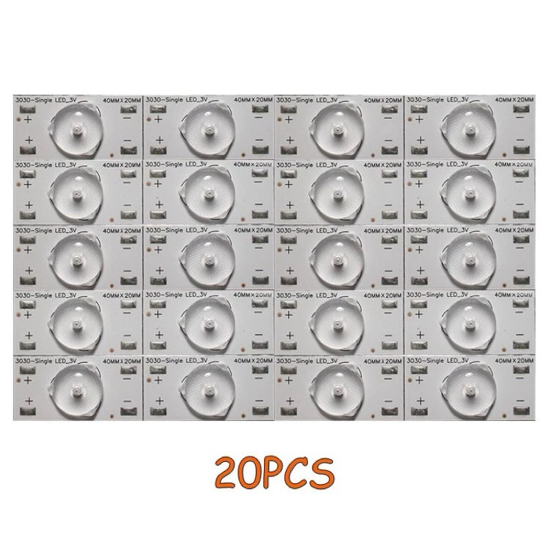20 Pcs Lampu Backlight LED TV Universal 1 Mata 3V Lensa Besar Kancing Sparepart Perbaikan TV LED