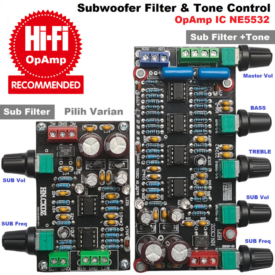 HIFi 2.1 Stereo+Subwoofer Pre-Amplifier Bass Tone Control LFE Filter