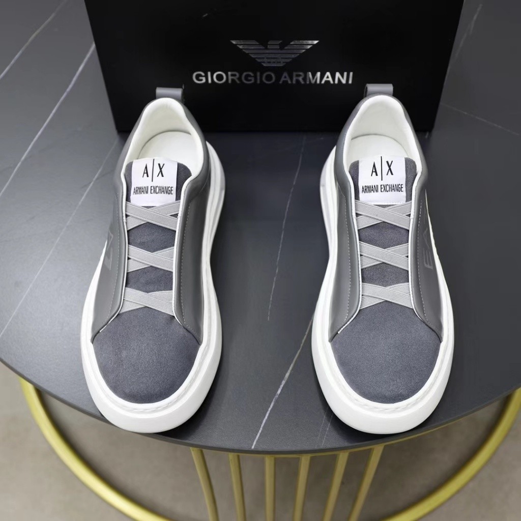 Armani new casual leather shoes men's cowhide leather sports shoes