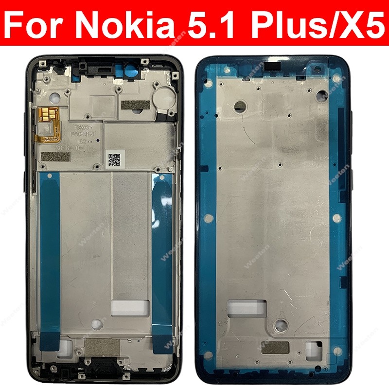 Middle Housing Frame For Nokia 5.1 Plus X5 TA-1109 Bezel Housing Plate assis With Side Keys Cover Ca