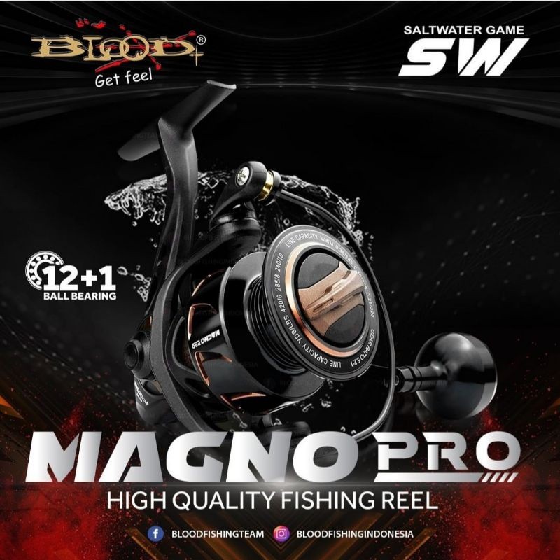 Reel Blood Magno Pro 3000 SW Power Handle Aluminium Spool
