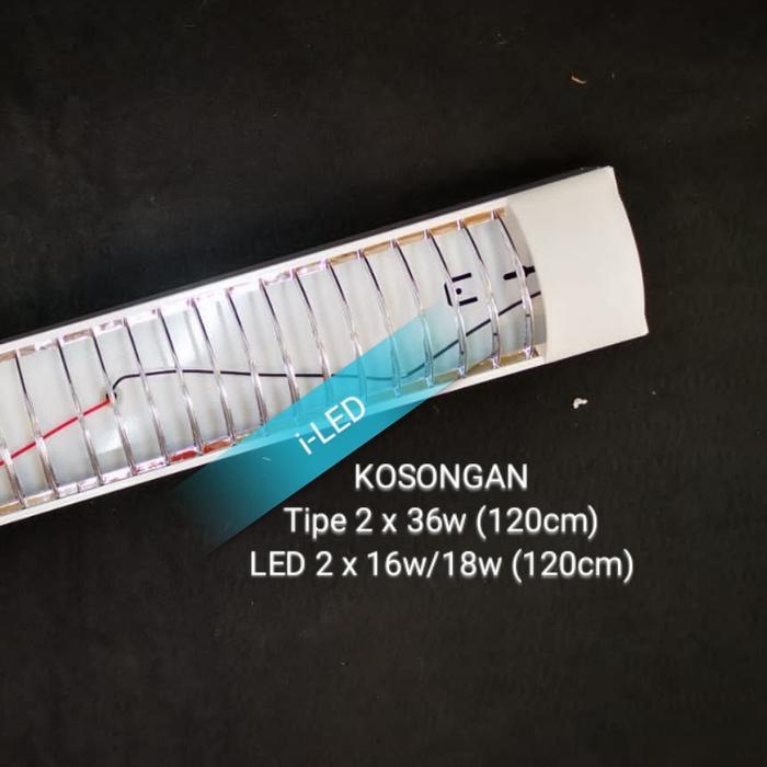 Kap Lampu RMO Grill Reflektor 2 x 36w 120cm TL LED T8 2 x 16w Outbow - KOSONGAN