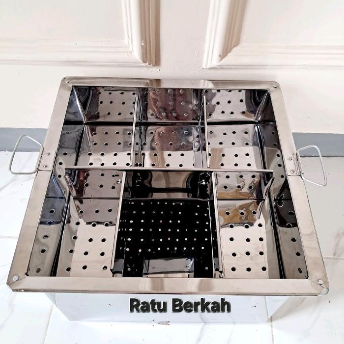 Dandang bakso sekat 5 kotak Stainless - stainless, tanpa kayu