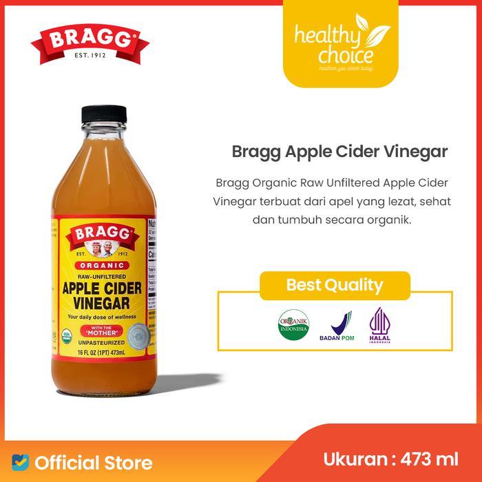 Bragg Organic Raw Unfiltered Apple Cider Vinegar 473 ml (include extra bubble) Cuka Apel Natural Bot