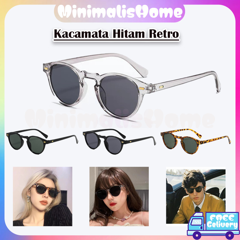 Kacamata Hitam Retro Gaya / Wanita Dan Pria Bulat Kecil Vintage Punk Sunglasses / Klasik Retro Gaya 