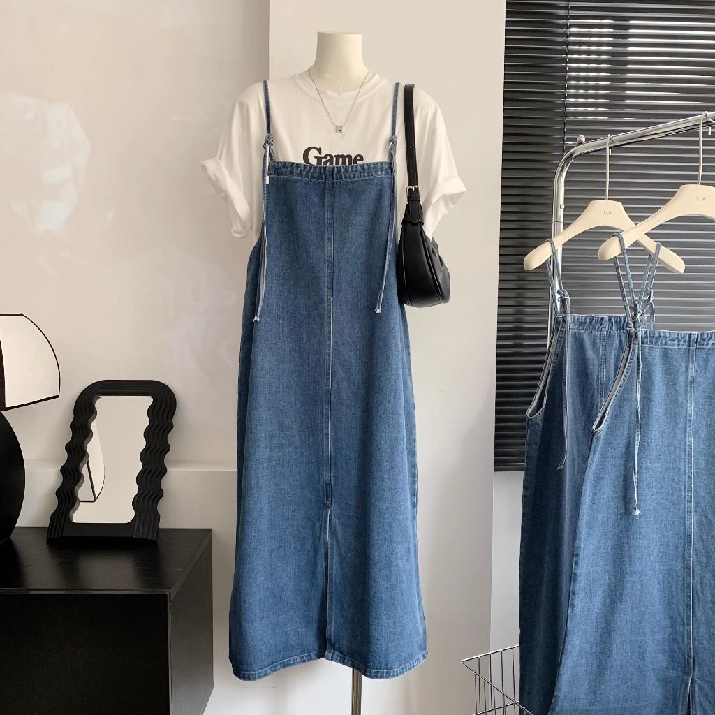 Overall Dress Denim Jeans/overall korea dress jeans hamil/overall dress jeans jumbo 7/8 jamsuit rok 