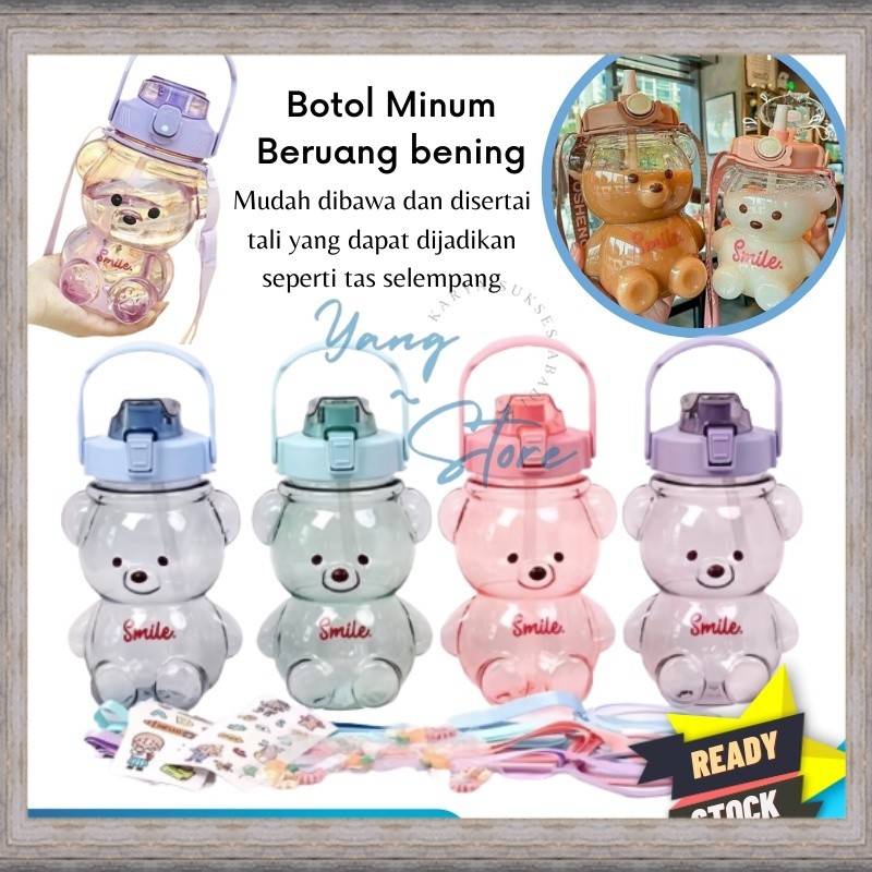 YGS -D212- Botol Beruang Bening - Botol Minum Anak Transparan Bentuk Beruang - Botol Minum Viral PRJ